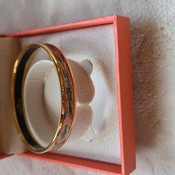 Hermes Accessories - Hermes Gold and Green Enamel Bracelet